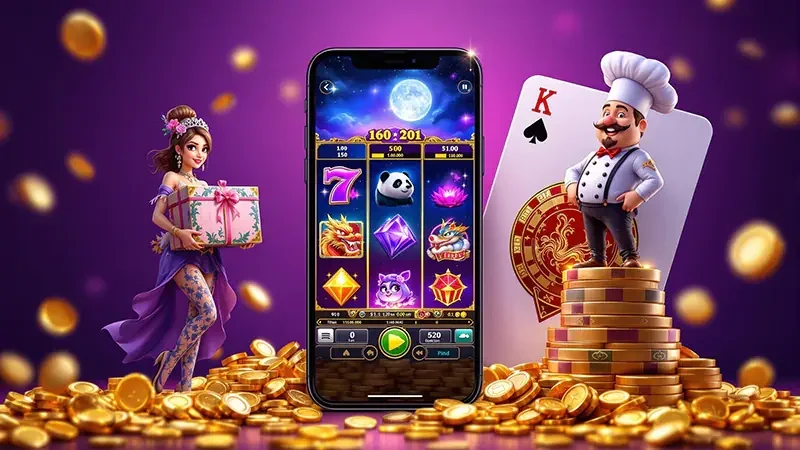 Reel slot dengan simbol permainan berwarna di HOKI99